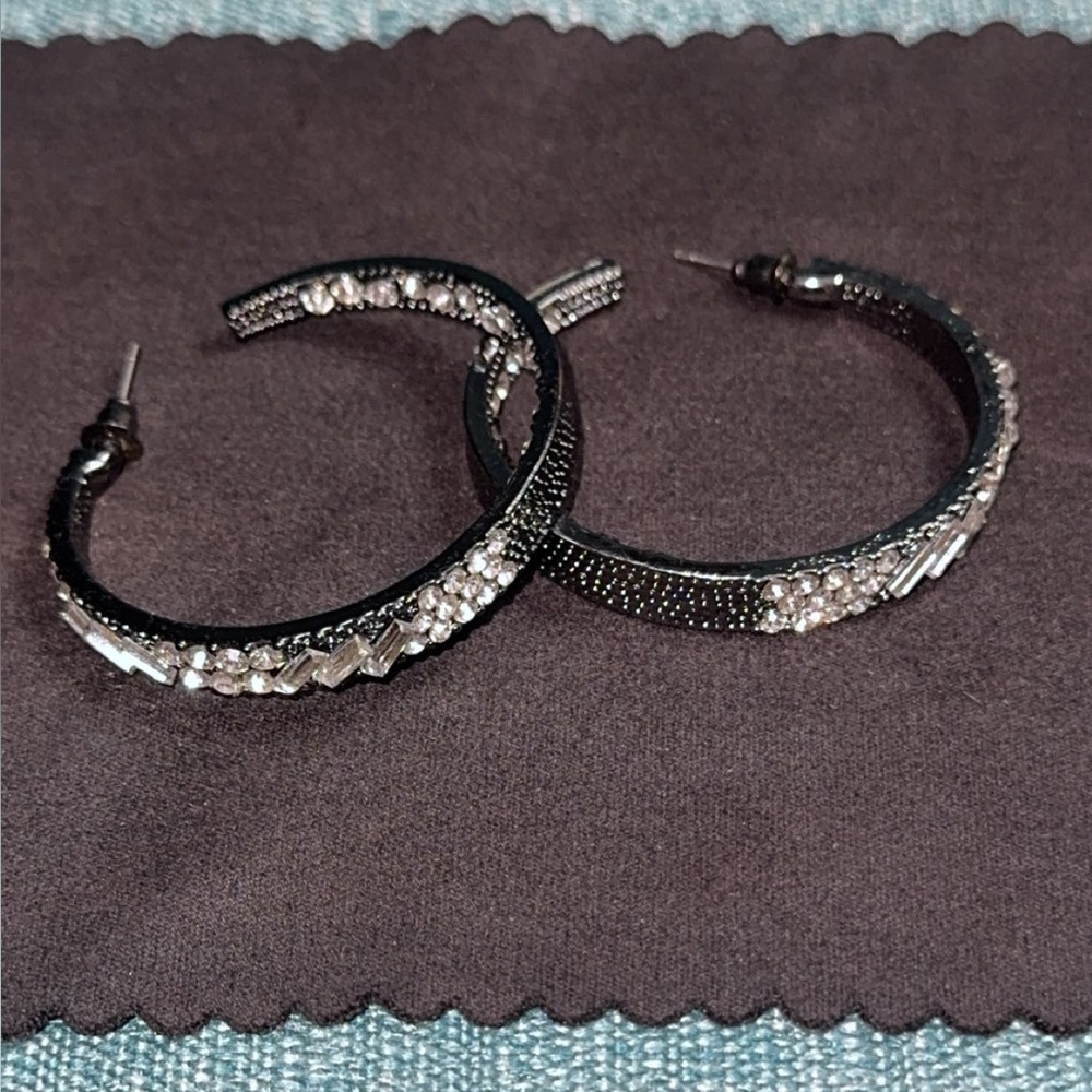 Elegant Black and Silver Hoop Earrings